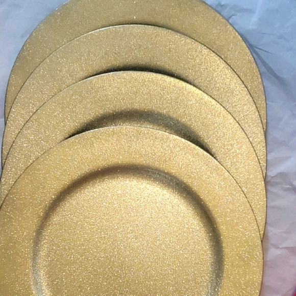 Set of Gold Glitter Charger Plates - Picture 1 of 3